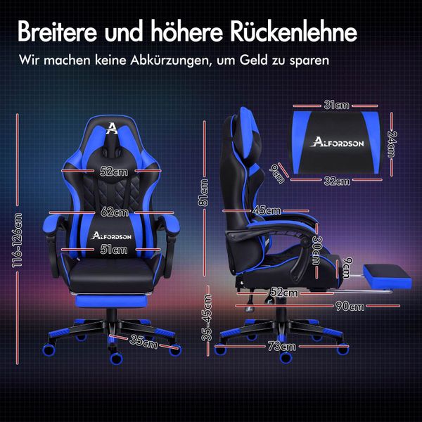 ALFORDSON Gaming-Stuhl Bürostuhl, Integrierte Fußstütze, mit günstig online kaufen