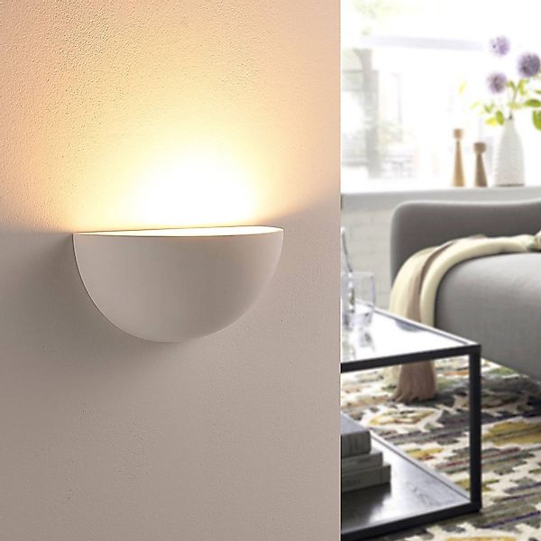Lindby Wandfluter Narin, weiß, Gips, halbrund, 28cm günstig online kaufen