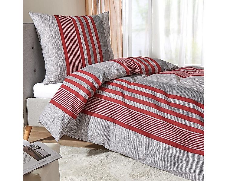 TRAUMSCHLAF Bettwäsche Mountain Stripe Berry, Flanell, 2 teilig, hochwertig günstig online kaufen