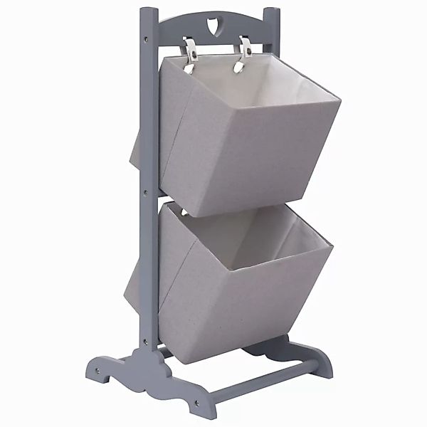 2-stufiges Korbregal Dunkelgrau 35 X 35 X 72 Cm Holz günstig online kaufen
