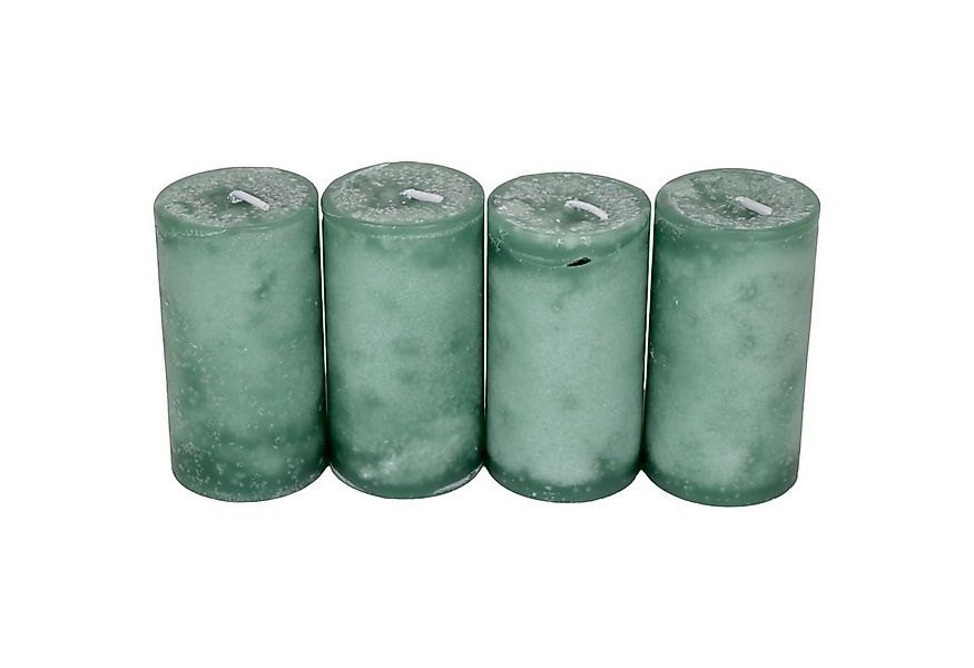 DekoTown Stumpenkerze Marmorierte Kerzen Saphir Grün 9x5cm, 4 St. günstig online kaufen