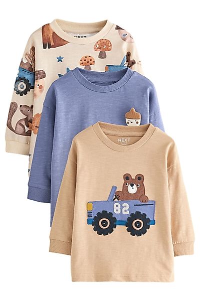 Next Langarmshirt 3er-Pack Langarmshirts, Tiermotive (3-tlg) günstig online kaufen