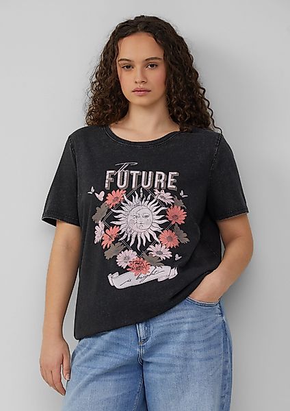 QS Kurzarmshirt Baumwollshirt mit Frontprint in günstig online kaufen