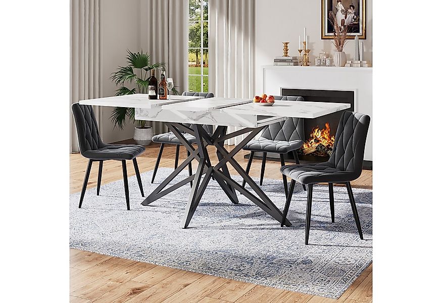 Flieks Essgruppe ausziehbarer Esstisch mit 4 Stühlen Set, (Set, 5-tlg., Län günstig online kaufen