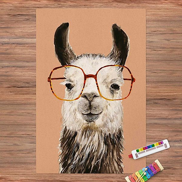 Kork-Teppich Hippes Lama mit Brille IV günstig online kaufen