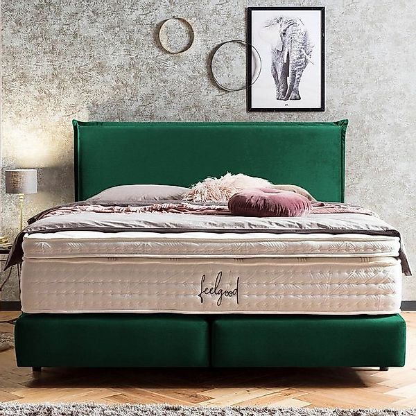 BettCo Boxspringbett London (in Smaragd Samt, 160 x 200 cm), Kopfteil mit B günstig online kaufen