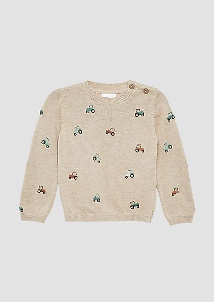 s.Oliver Langarmshirt Feinstrickpullover mit Traktor-Stickerei günstig online kaufen