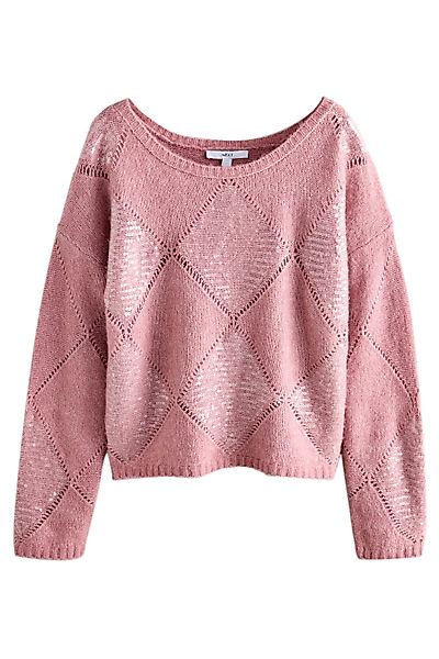 Next Strickpullover Schulterfreier Argyle-Pullover mit Pailletten günstig online kaufen