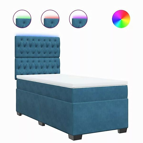 vidaXL Bett Boxspringbett mit Matratze Blau 90x200 cm Samt günstig online kaufen