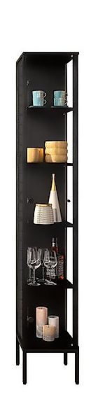 freiraum Vitrine STEP 5 Fächer, 1 Tür, inkl. LED-Spots, Schwarz - 31,5x187, günstig online kaufen