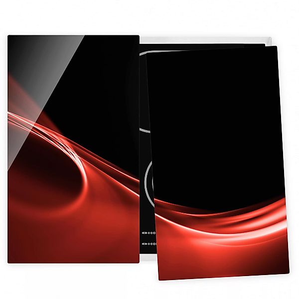 2-teilige Herdabdeckplatte Glas Abstrakt Red Wave günstig online kaufen