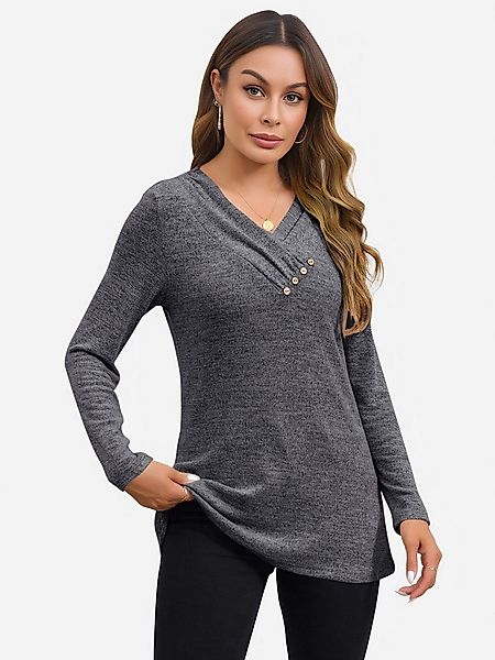 Imily Bela Blusentop Damen Button Down Oberteil mit V-Ausschnitt (Packung, günstig online kaufen