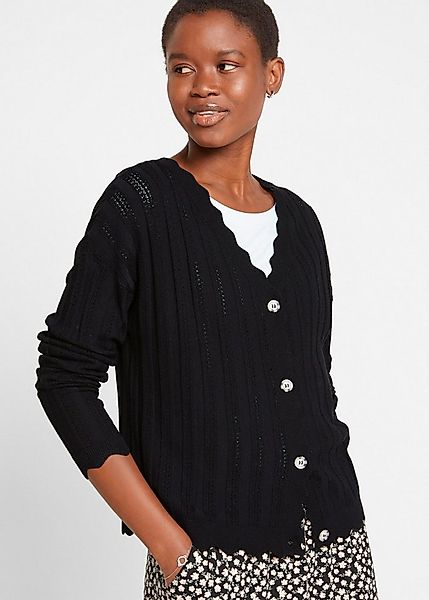 bonprix Strickjacke Oversize-Passform, mit Ajour-Muster, für festlichen Loo günstig online kaufen