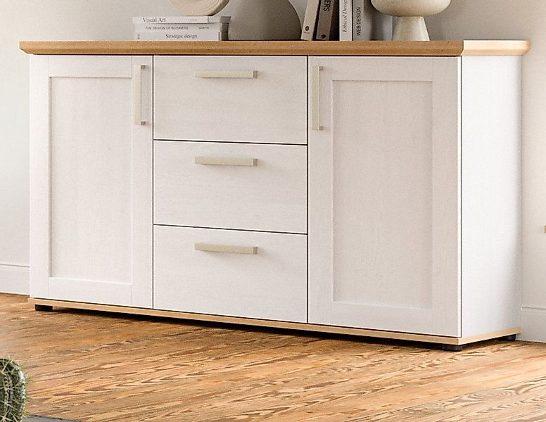 Inn.Furn Sideboard Mirano (Kommode in weiß Lärche Landhaus und Eiche Artisa günstig online kaufen