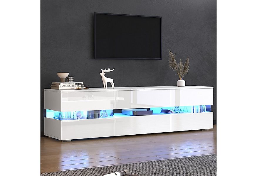 STILVORA Lowboard mit Schublade,Hochglanz-TV-Schrank Fernsehschrank mit LED günstig online kaufen