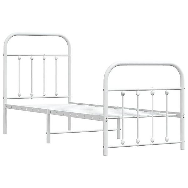 vidaXL Bett Bettgestell mit Kopf- und Fußteil Metall Weiß 75x190 cm günstig online kaufen