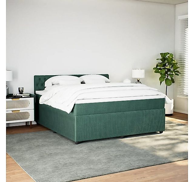 vidaXL Boxspringbett, Boxspringbett mit Matratze Dunkelgrün 180x200 cm Samt günstig online kaufen