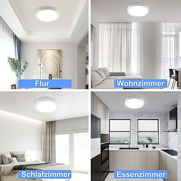 ZMH LED Deckenleuchte Whonzimmer Quradratisch/Rund Weiß Ø22.5CM Flurlampe M günstig online kaufen