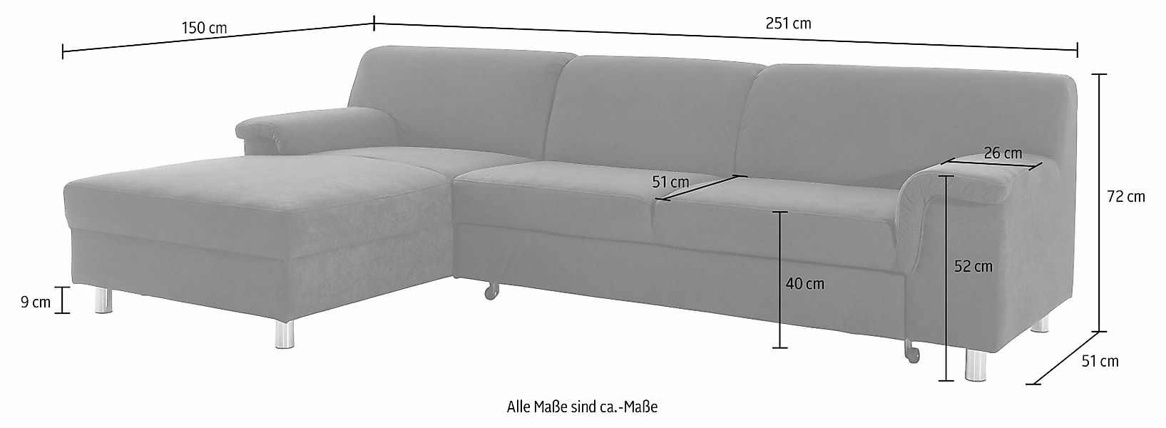 INOSIGN Ecksofa "Jamie, modern und elegant, Fußhöhe 9cm, L-Form,", wahlweis günstig online kaufen