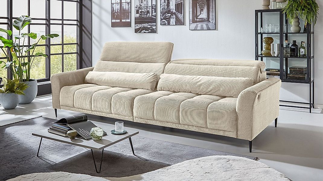 Massivart® Big-Sofa LOGAN Cord grün, beige, grau, rost 280 cm / 4-Sitzer, S günstig online kaufen