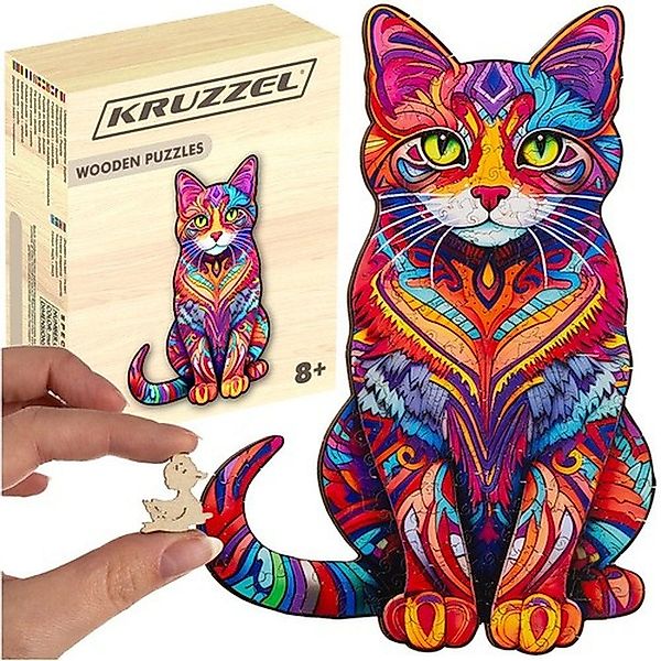 KRUZZEL Steckpuzzle Holzpuzzle Katzemotiv, 130 Puzzleteile, günstig online kaufen