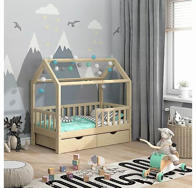VitaliSpa® Hausbett Kinderbett Spielbett Wiki 70x140 Matratze 2 Schubladen günstig online kaufen