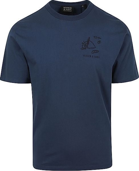 Scotch And Soda T-Shirt Navy Print - Größe L günstig online kaufen