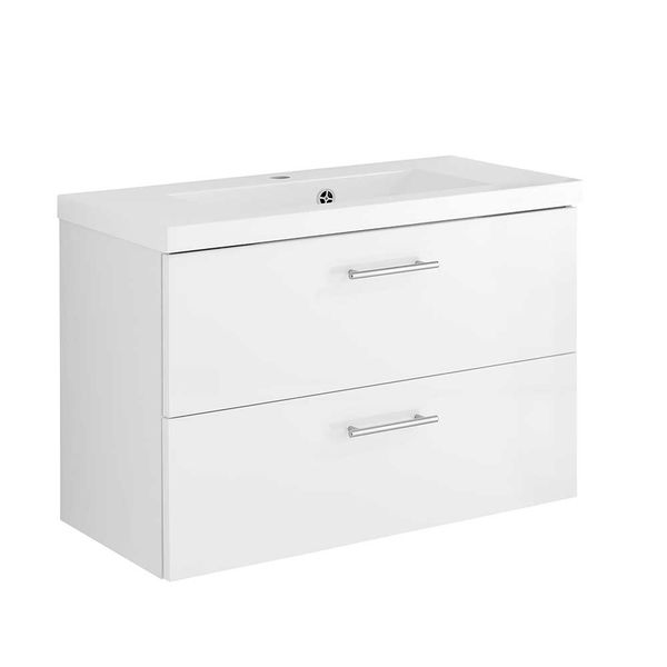 Hochglanz Waschtisch in Weiß zwei Schubladen günstig online kaufen