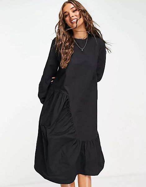 Lola May – Hängerkleid in Schwarz mit asymmetrischer Ziernaht günstig online kaufen