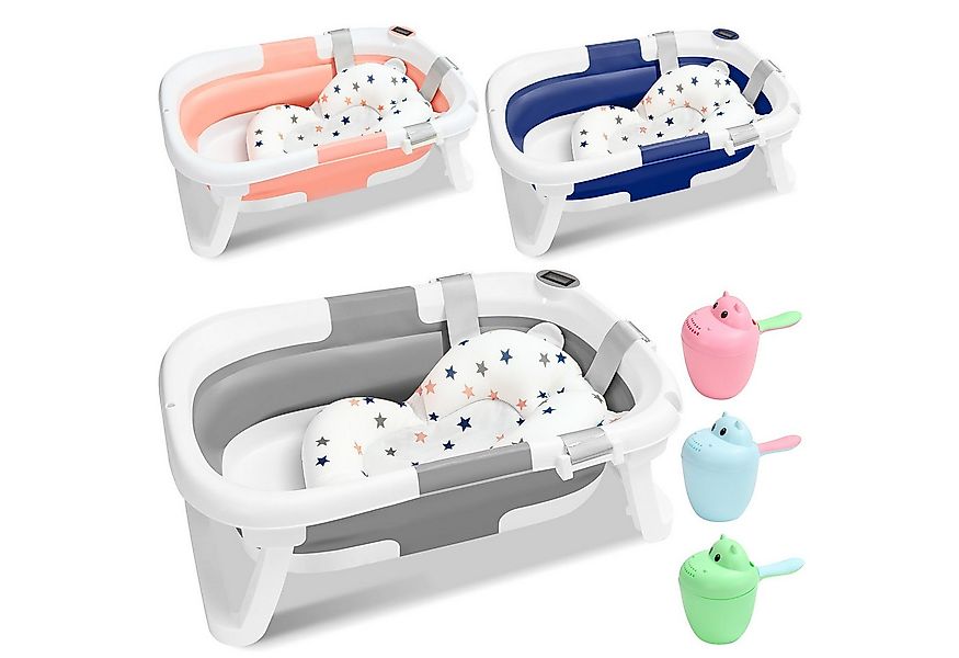 Clanmacy Babybadewanne Baby Badewanne Faltbare Babywanne mit kissen Ergonom günstig online kaufen