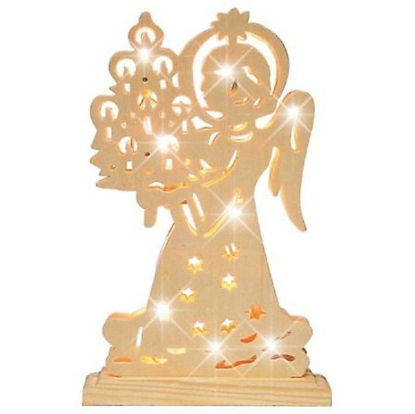 BURI Dekofigur Holzengel mit Licht Dekoengel Holz Weihnachtsengel Weihnacht günstig online kaufen