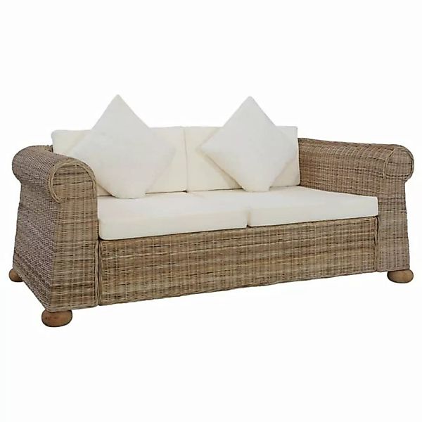 furnicato 2-Sitzer 2-Sitzer-Sofa mit Kissen Natur Rattan günstig online kaufen