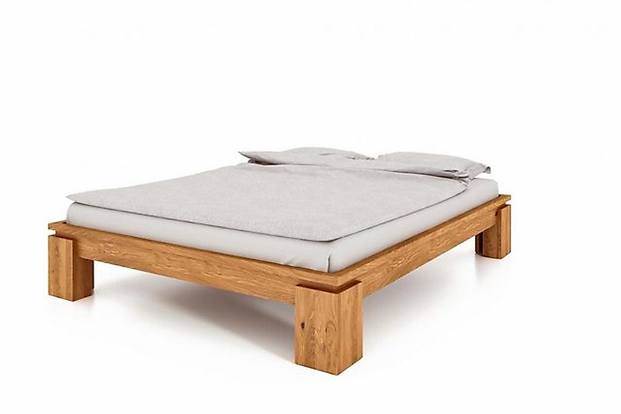 Natur24 Einzelbett Bett Tinci 4 in 120x210cm Wildeiche massiv ohne Holzkopf günstig online kaufen