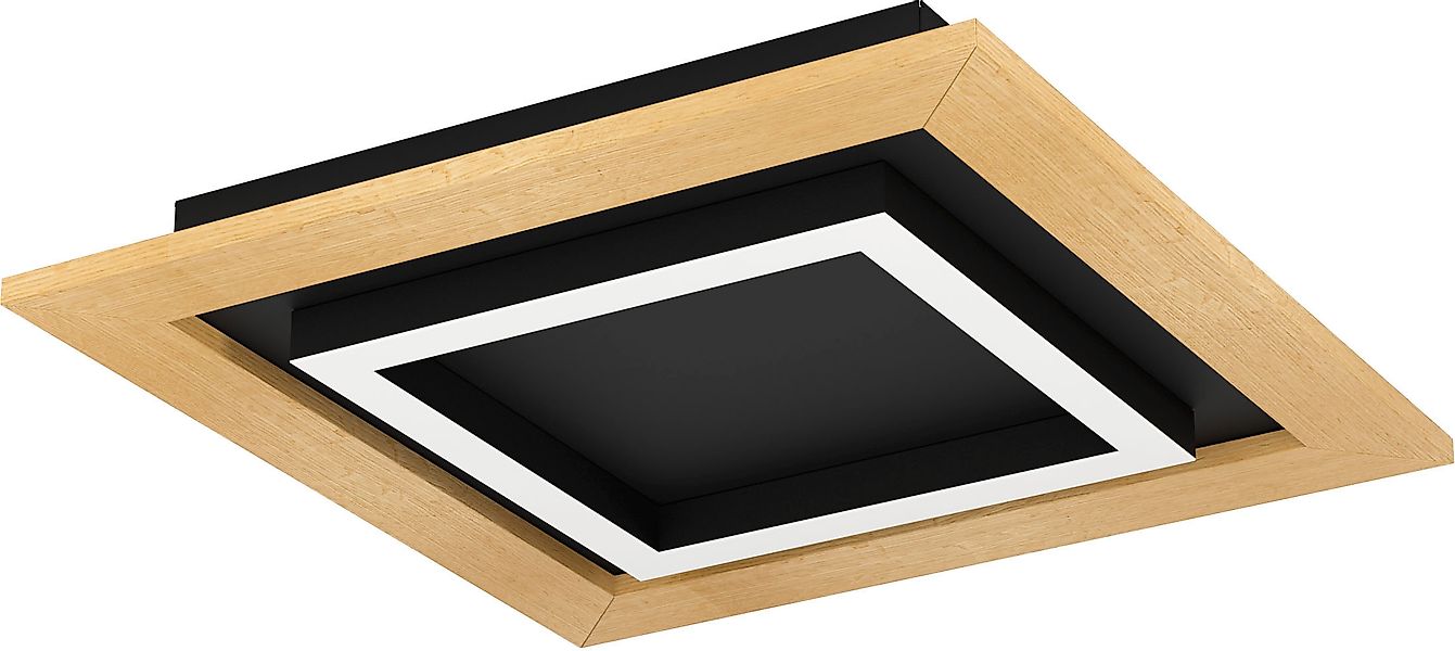 EGLO LED-Deckenleuchte »TIRRENARA« in schwarz und braun aus Stahl, Holz / i günstig online kaufen