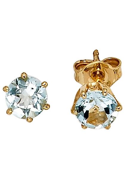 JOBO Paar Ohrstecker, rund 585 Gold mit Aquamarin günstig online kaufen