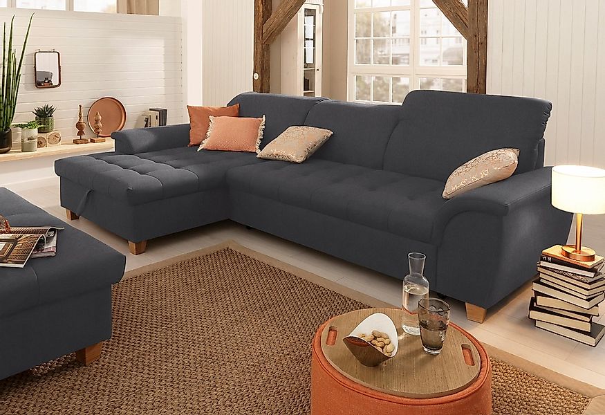 Home affaire Ecksofa "Lyla L-Form", mit Recamiere, wahlweise mit Rückenfunk günstig online kaufen