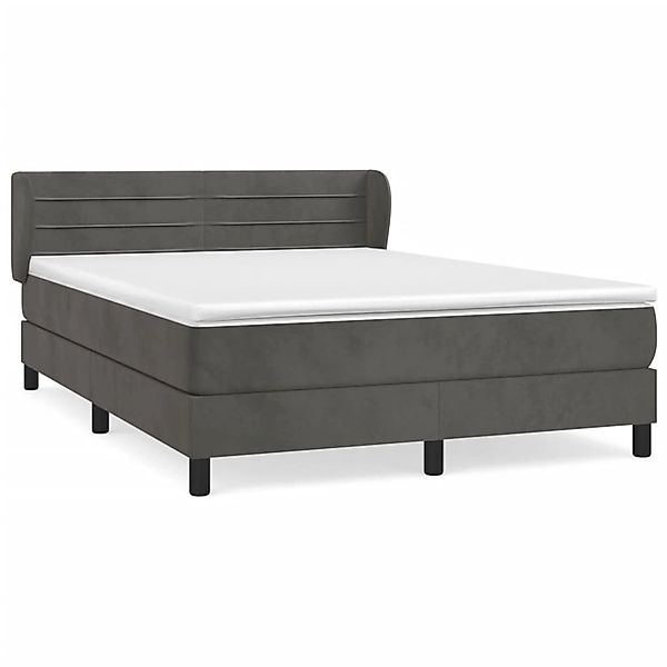 vidaXL Boxspringbett mit Matratze Dunkelgrau 140x200 cm Samt1372434 günstig online kaufen