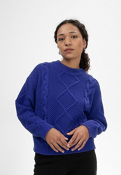 MELA Strickpullover Zopfmuster Strickpullover Style SAMAIRA Gerippter Krage günstig online kaufen
