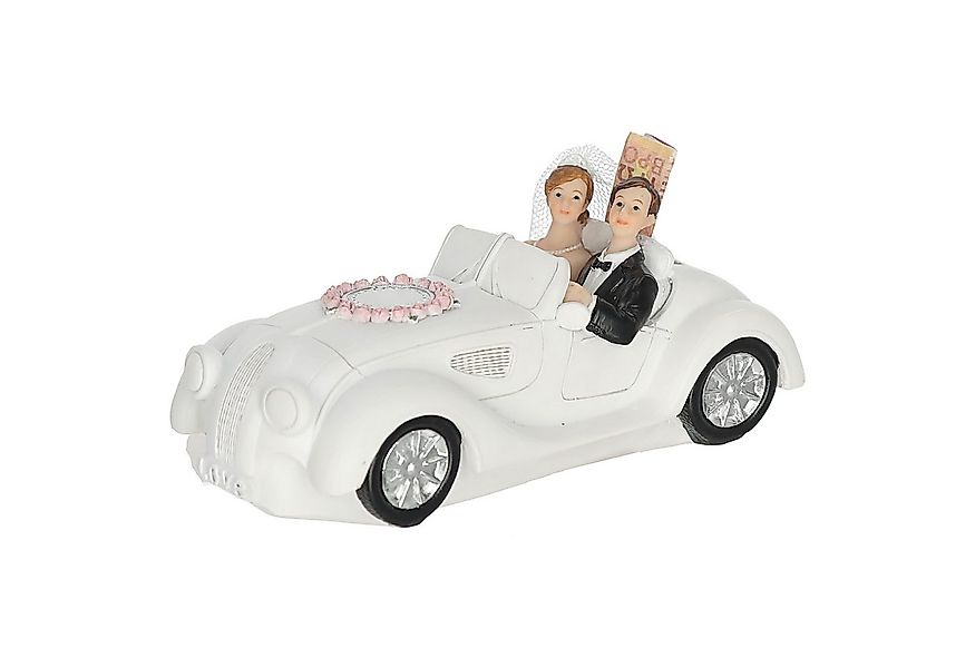 CEPEWA Spardose Spardose Brautpaar Cabrio 17x7,5x8cm Polyresin weiß Gummist günstig online kaufen