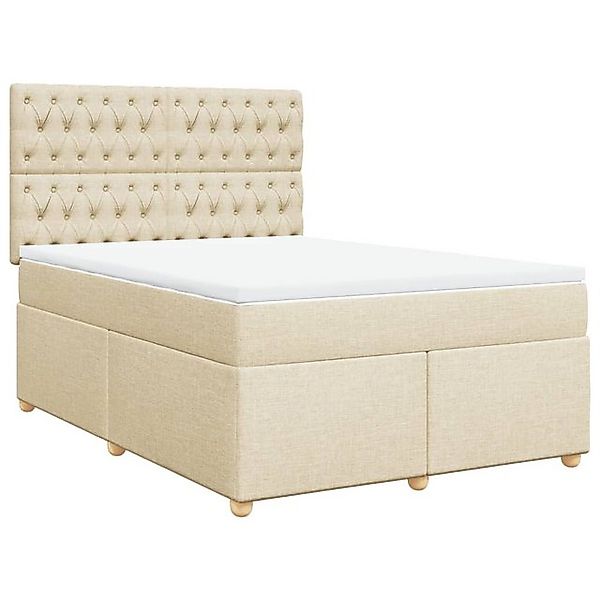 vidaXL Bett Boxspringbett mit Matratze Creme 140x200 cm Stoff günstig online kaufen