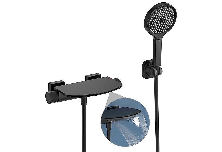 HOMELODY Brausegarnitur Badewannenarmatur Schwarz, Wasserfall Wannenarmatur günstig online kaufen