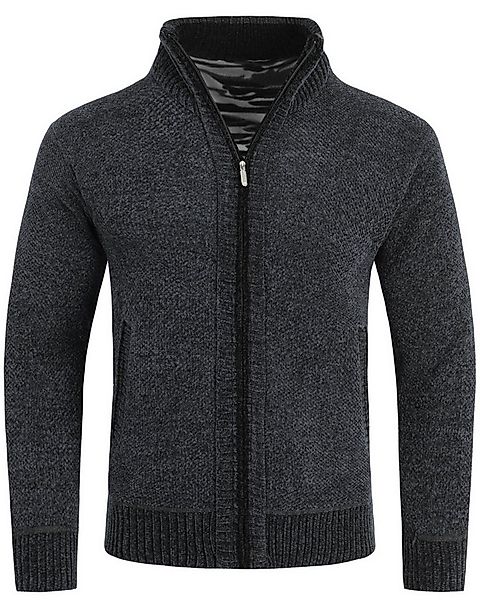 Allthemen Strickjacke mit Stehkragen Cardigan Uni Grobstrick Pullover günstig online kaufen