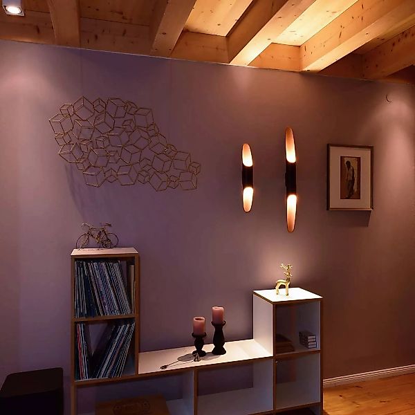 LED-Wandleuchte Apodis, schwarz/rosé, Höhe 80 cm, Metall dim günstig online kaufen