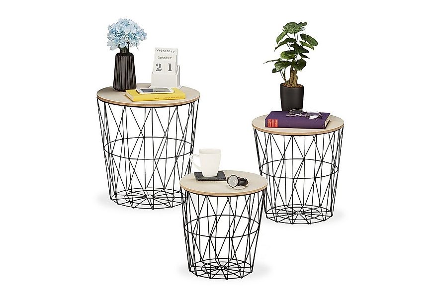 relaxdays Beistelltisch Korbtisch 3er Set günstig online kaufen