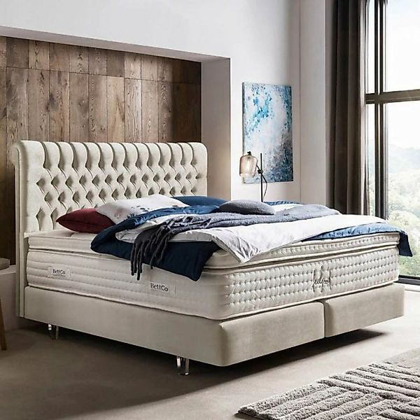 BettCo Boxspringbett Chester (in Creme Samt, 160 x 200 cm), Kostenloser Auf günstig online kaufen