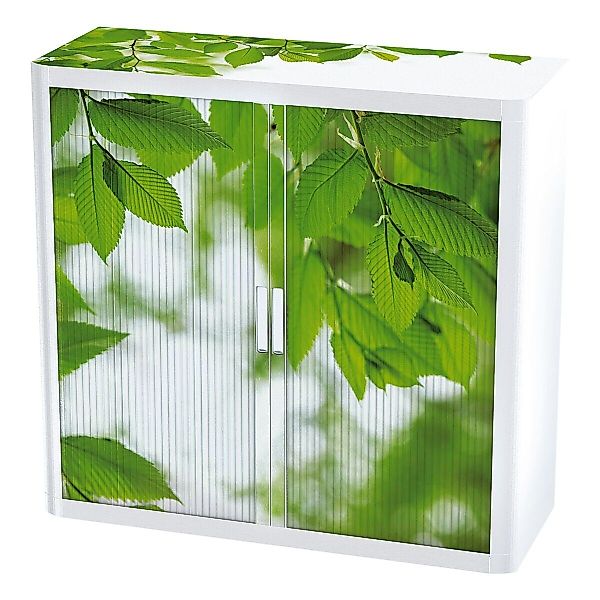 EASYOFFICE Rollladenschrank grüne Blätter Lamellen gemustert, günstig online kaufen
