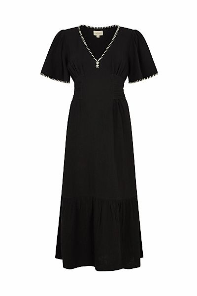 RAFFYA Midikleid "Delilah V-Neck Front Tie Midi Dress Damen" günstig online kaufen