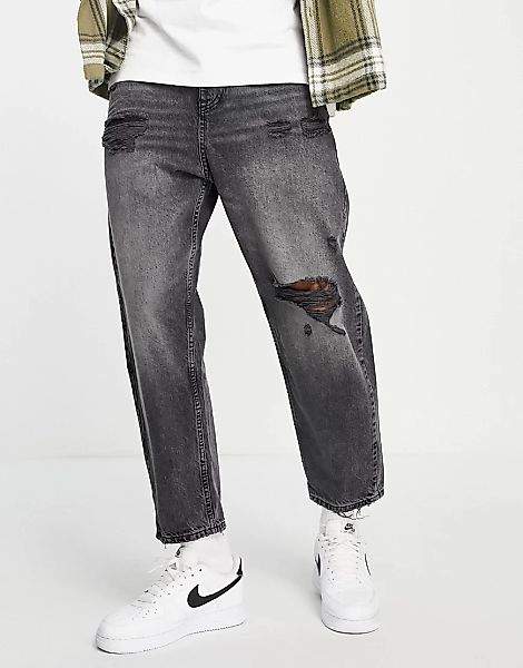 Pull&Bear – Weite Jeans in Schwarz günstig online kaufen