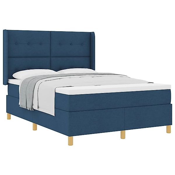 vidaXL Boxspringbett mit Matratze mit Kopfteil Blau 140 x 190 cm Stoff 3341 günstig online kaufen
