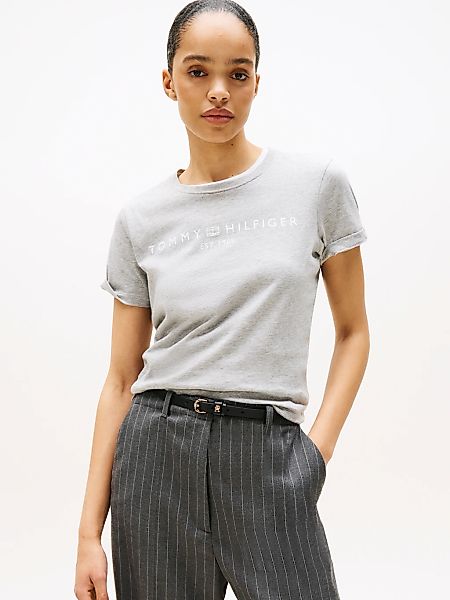 Tommy Hilfiger Kurzarmshirt "REG CORP LOGO C-NK mit Logoschriftzug und Stic günstig online kaufen